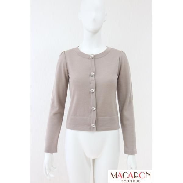 Rene ビジューボタンウールニットカーディガン 6942720 グレージュ ルネ