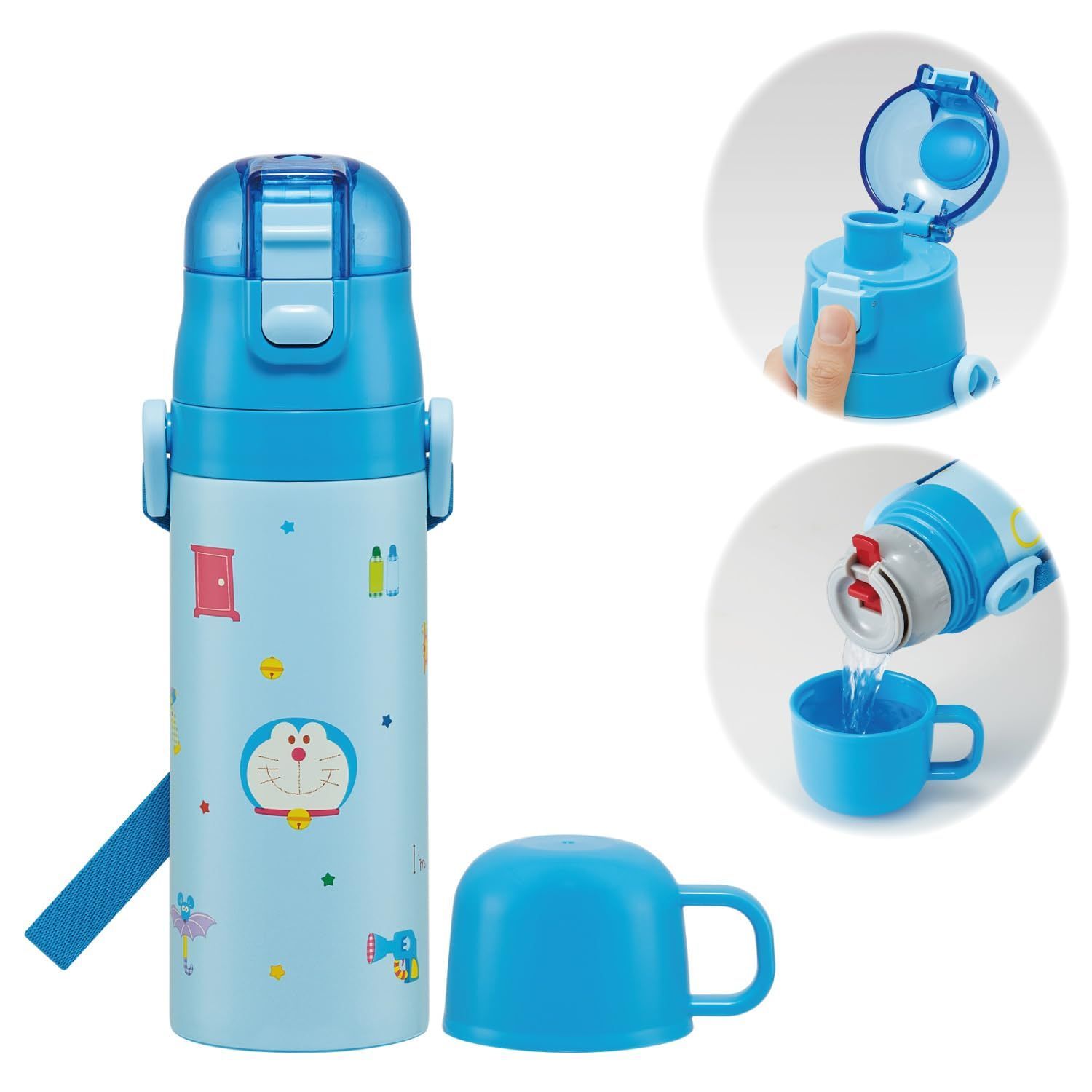 スケーター Skater 子供用 ステンレス 水筒 2way 直飲み 470ml コップ飲み 430ml子供に優しい軽量タイプ ドラえもん ギンガム 保温 保冷 waterbottle スポーツボトルキッズ 子供 こども 水瓶 SKDC468888