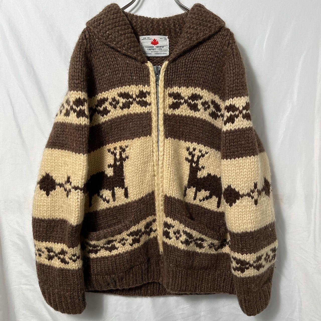 60s~70s カナダ製 CANADIANSWEATER カウチン セーター フルジップ  