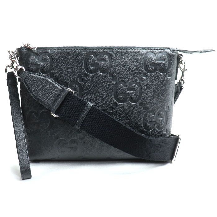 GUCCI グッチ ジャンボGG ミディアム クロスボディバッグ ショルダーバッグ ブラック 696009 AABY7 1000 メンズ