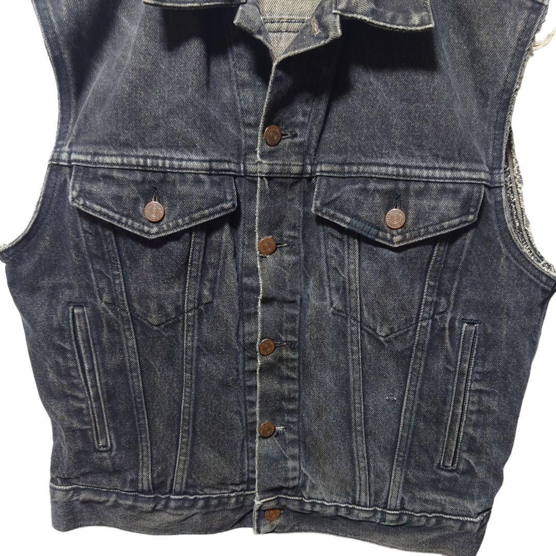 SEARS ROEBUCK】80's メタリカ ブラックデニムベストA1558 SEARS ROEBUCK】80's メタリカ ブラックデニムベストA1558