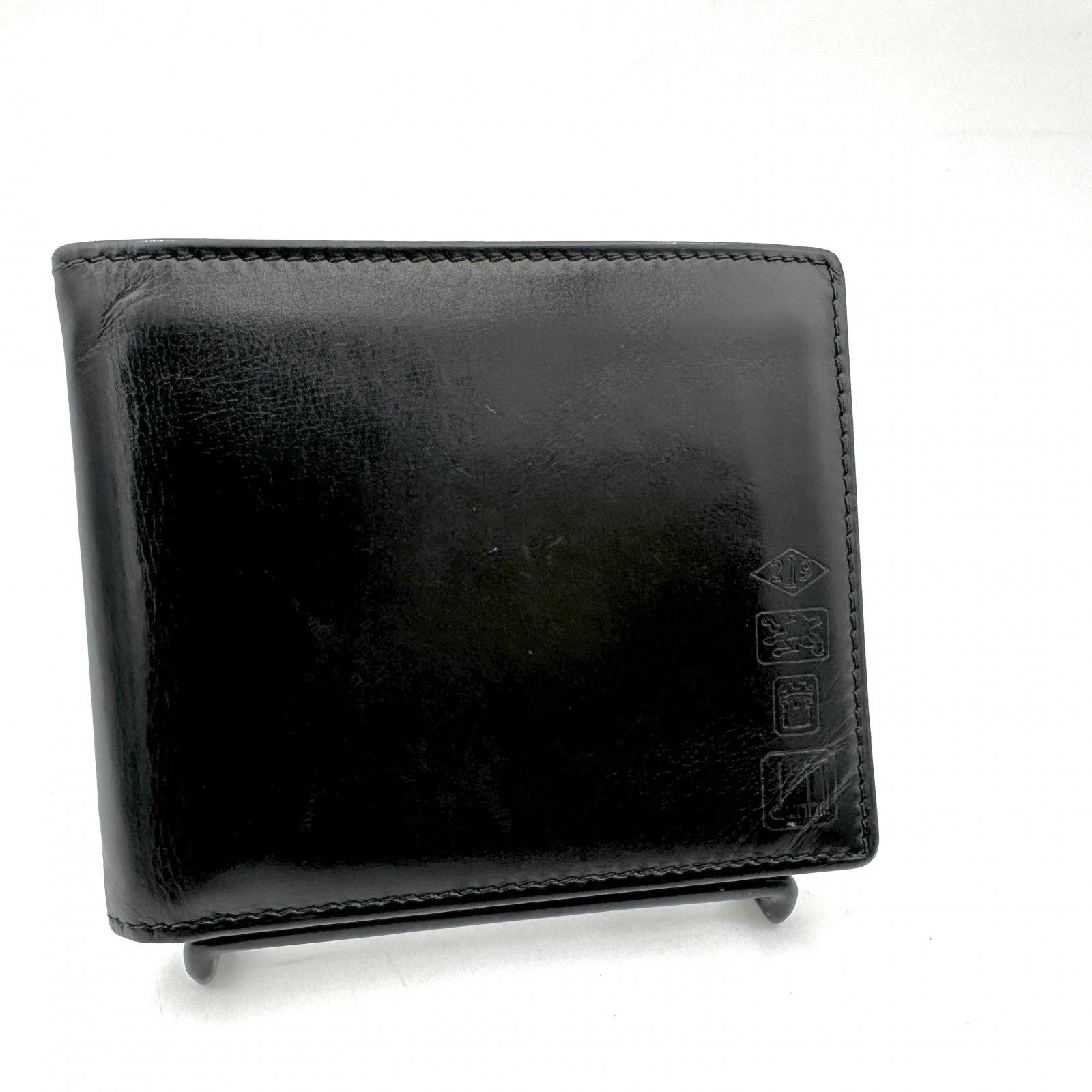 dunhill 二つ折り財布 黒 レザー 未使用品 ダンヒル レザー 二つ折り 財布 本革 ロゴ ウォレット