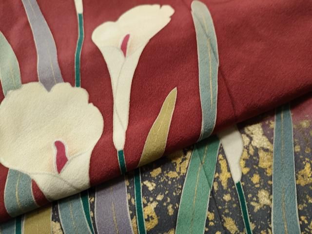 平和屋着物○訪問着 カラー 舞花文 暈し染め 金彩 正絹 逸品