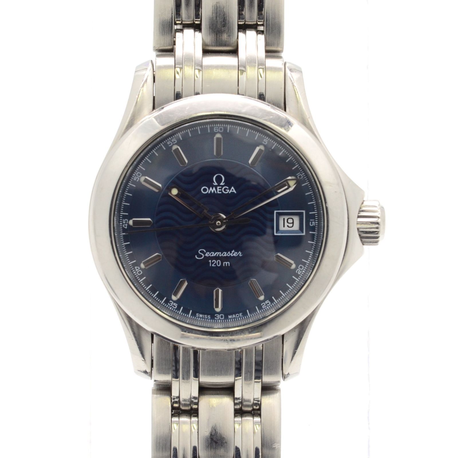 OMEGA オメガ シーマスター120 2581.81 SS クォーツ ネイビー文字盤  
