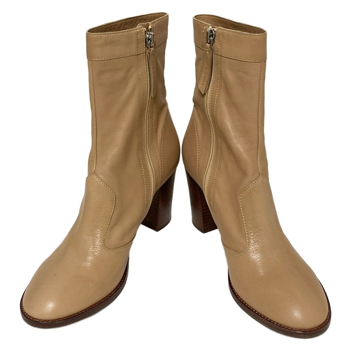 MARC JACOBS マークジェイコブス ショートブーツ 38 レディース - ベージュ レザー