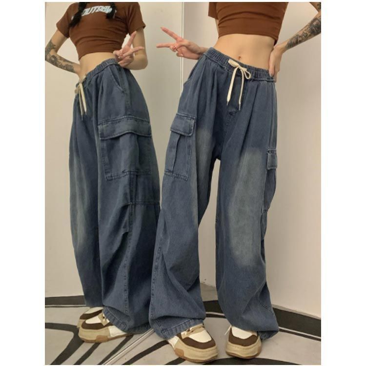 デニムパンツ S~3XL ワイド サイドポケット ストリート 2color ワンフォークロージング 1111clothing デニムパンツ メンズ