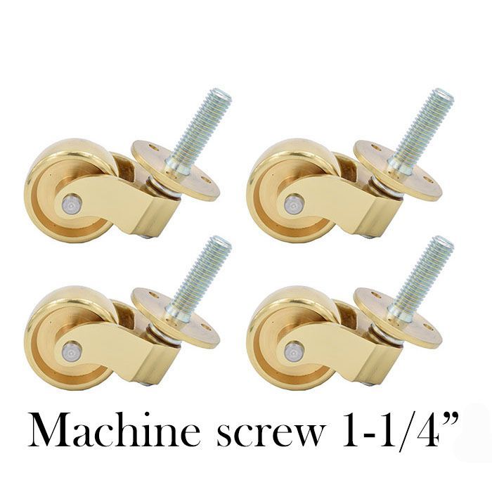4個セットブラス（真鍮)キャスター 1-1/4” マシンスクリュー（機械ネジ）