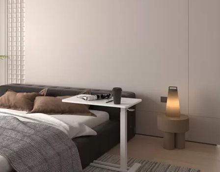 LokLok ガス式昇降テーブル 軽量 キャスター 移動簡単 ベッドルーム