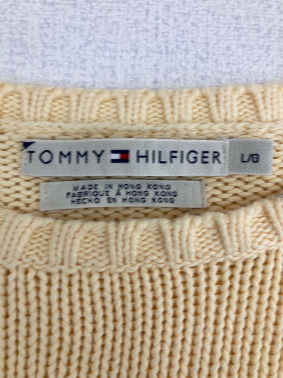 Tommy Hilfiger トミーヒルフィガー レディース L フロントロゴ刺繍長袖ニットセーター