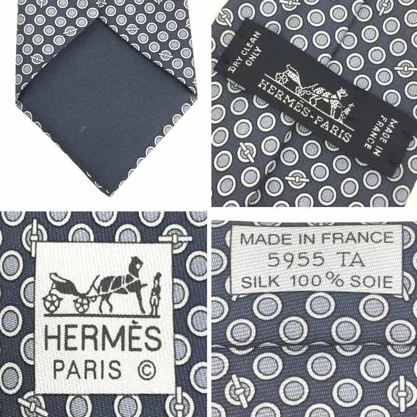 HERMES エルメス ネクタイ グレー シルク aq8679-