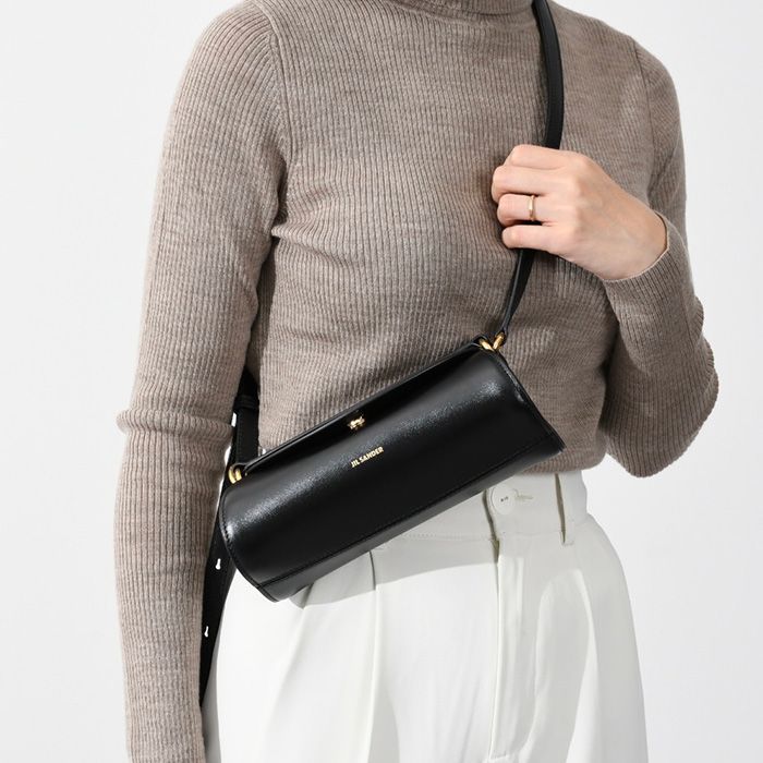 バッグ jilsander cannolo Jil Sander Cannolo レザーショルダーバッグ L | ブラック
