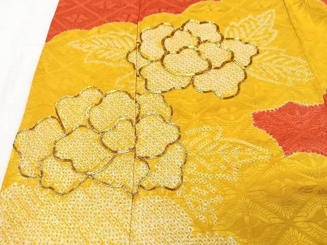 平和屋着物□豪華振袖 総絞り 駒刺繍 雲取り花文 正絹 逸品