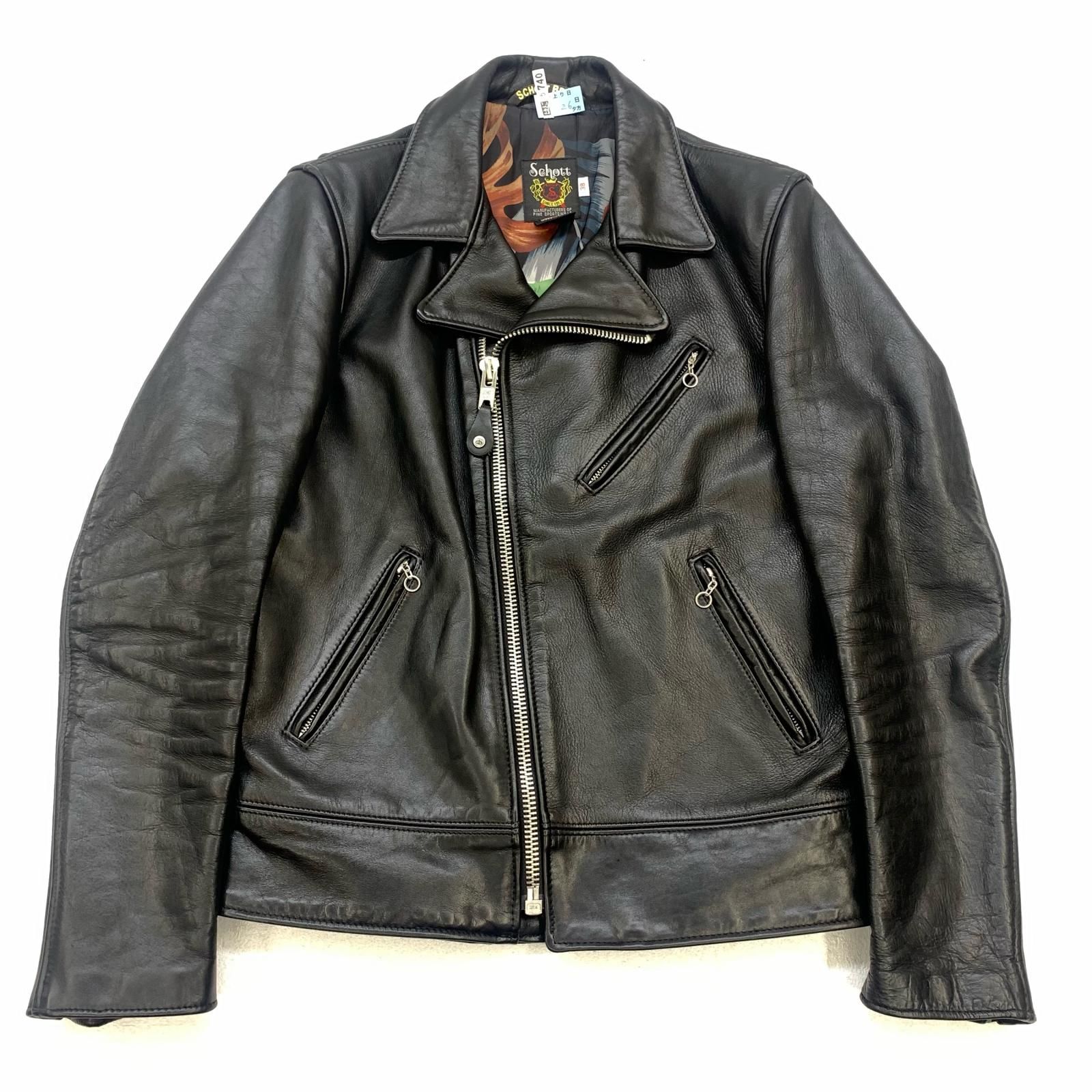 schott STUSSY レザーダブルライダースジャケット（38）