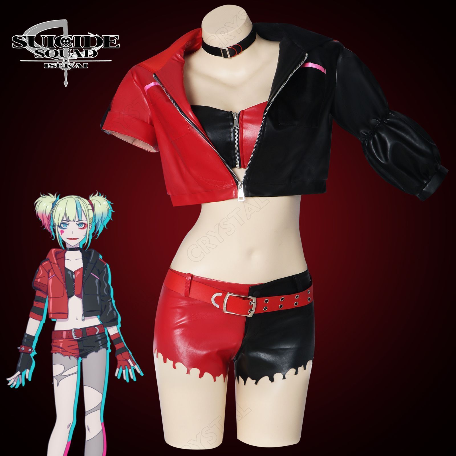 異世界スーサイド スクワッド ハーレイ クイン コスプレ衣装 コスチューム アクセサリー付き cosplay 全セット 学園祭 文化祭 漫遊展 衣装 パーティー ハロウィンコスチューム クリスマス衣装