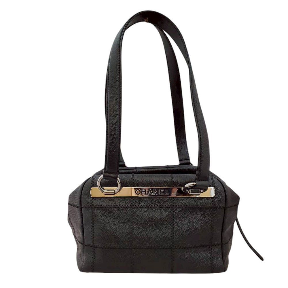 シャネル CHANEL ソフトキャビアスキン チョコバー ミニボストンバッグ A26135