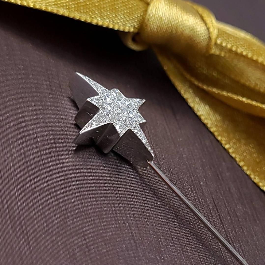 リバーシブル 1.2ct ダイヤモンド プラチナ 2デザイン ピンブローチ  