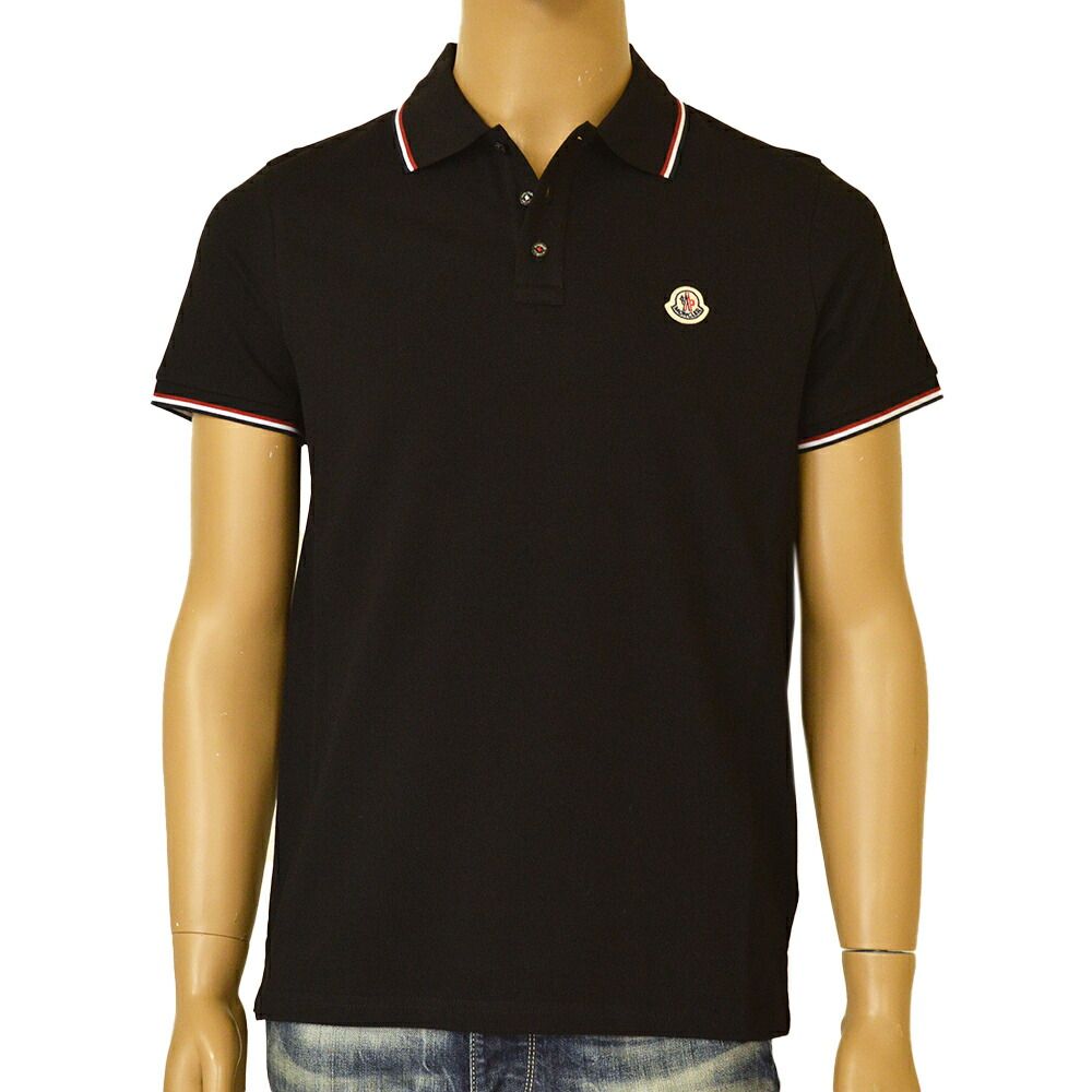 MONCLER モンクレール メンズ 半袖ポロシャツ ワッペン iymc24s015 8A703-00 84556 999 BLACK SS POLO
