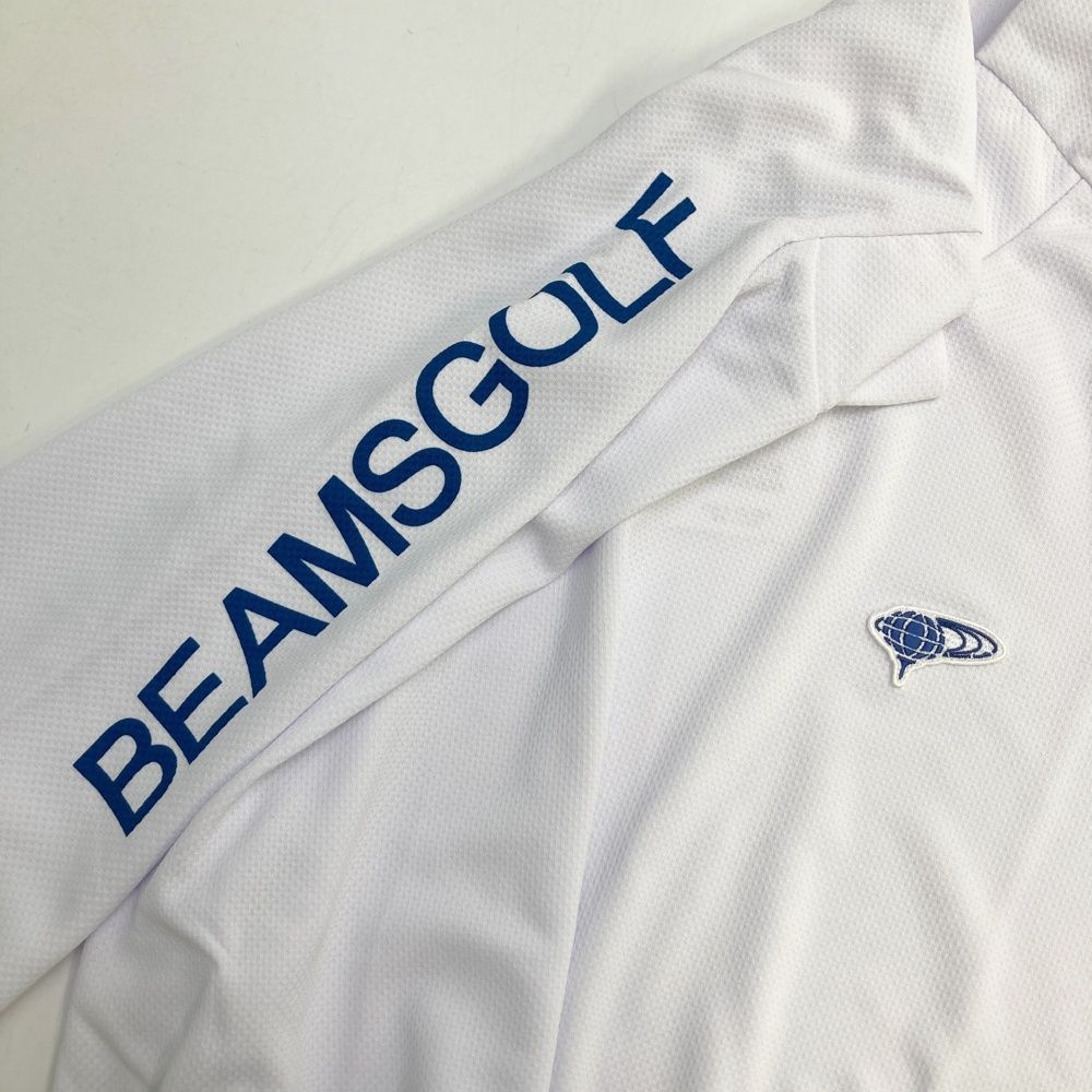 サイズ：S BEAMS GOLF ビームスゴルフ  モックネック 半袖Tシャツ ワッペン  ホワイト系 [240101480236] ゴルフウェア メンズ ストスト サイズ：S BEAMS GOLF ビームスゴルフ モックネック 半袖Tシャツ
