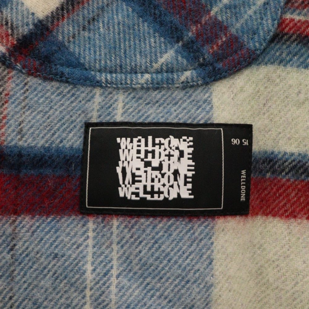 we11done (ウェルダン) BLUE WD CHECK ANORAK WOOL SHIRT チェック