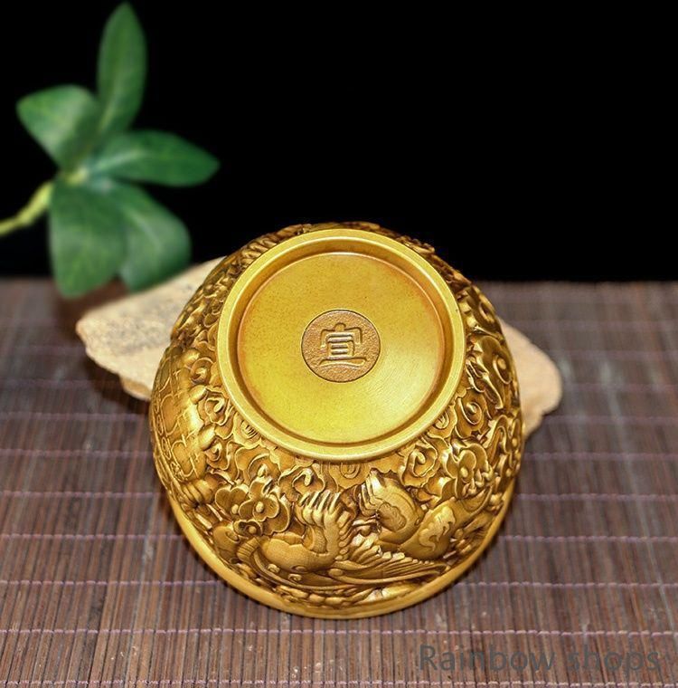 銅細工 金麒麟銅皿 皿 装飾品 工芸品 美術品 置物 新品未使用】銅 細工 レリーフ招財風水麒麟壺玄関 客間 書斎