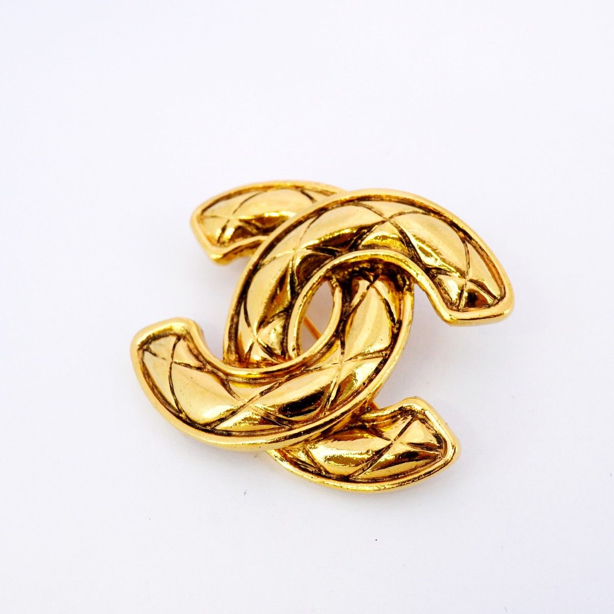 5jib0307 シャネル ブローチ ヴィンテージ ココマーク マトラッセ GPメッキ ゴールド レディース