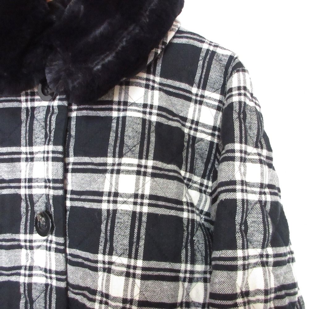 yori チェックコート 美品 yori ヨリ フェイクファーカラー 2WAY チェック柄 ロング