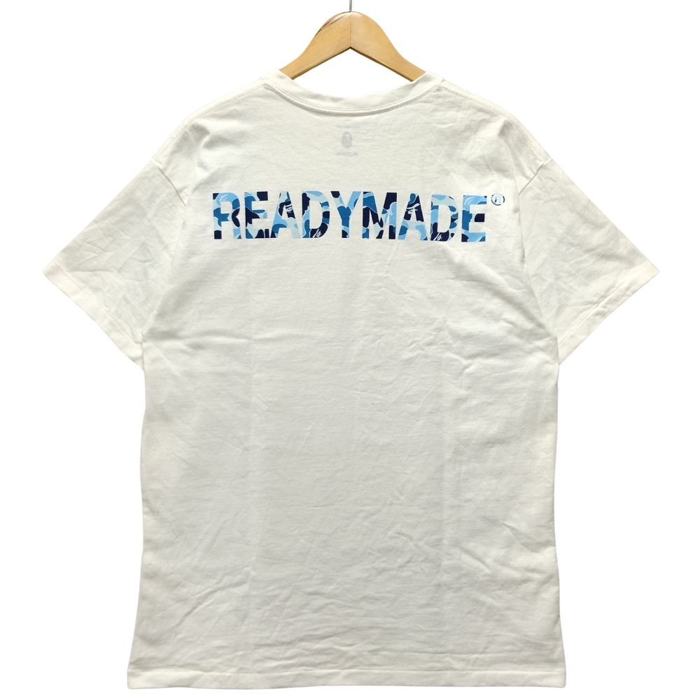 A BATHING APE アベイシングエイプ × READY MADE レディメイド 半袖Ｔシャツ 白/ブルーカモ サイズL 正規品 / 34872