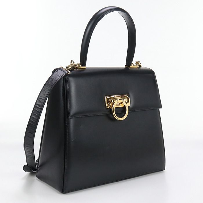 FERRAGAMO フェラガモ 2WAY ガンチーニ 21 0536 ハンドバッグ カーフ レディース