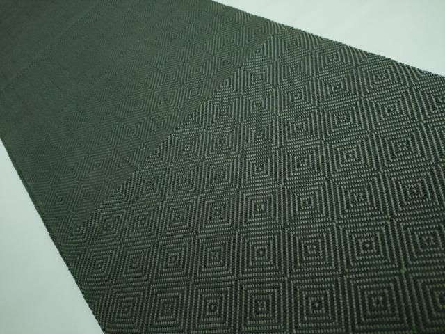 平和屋本店□極上 伊兵衛織 工芸手織 八寸名古屋帯 入子菱 黒地 たとう