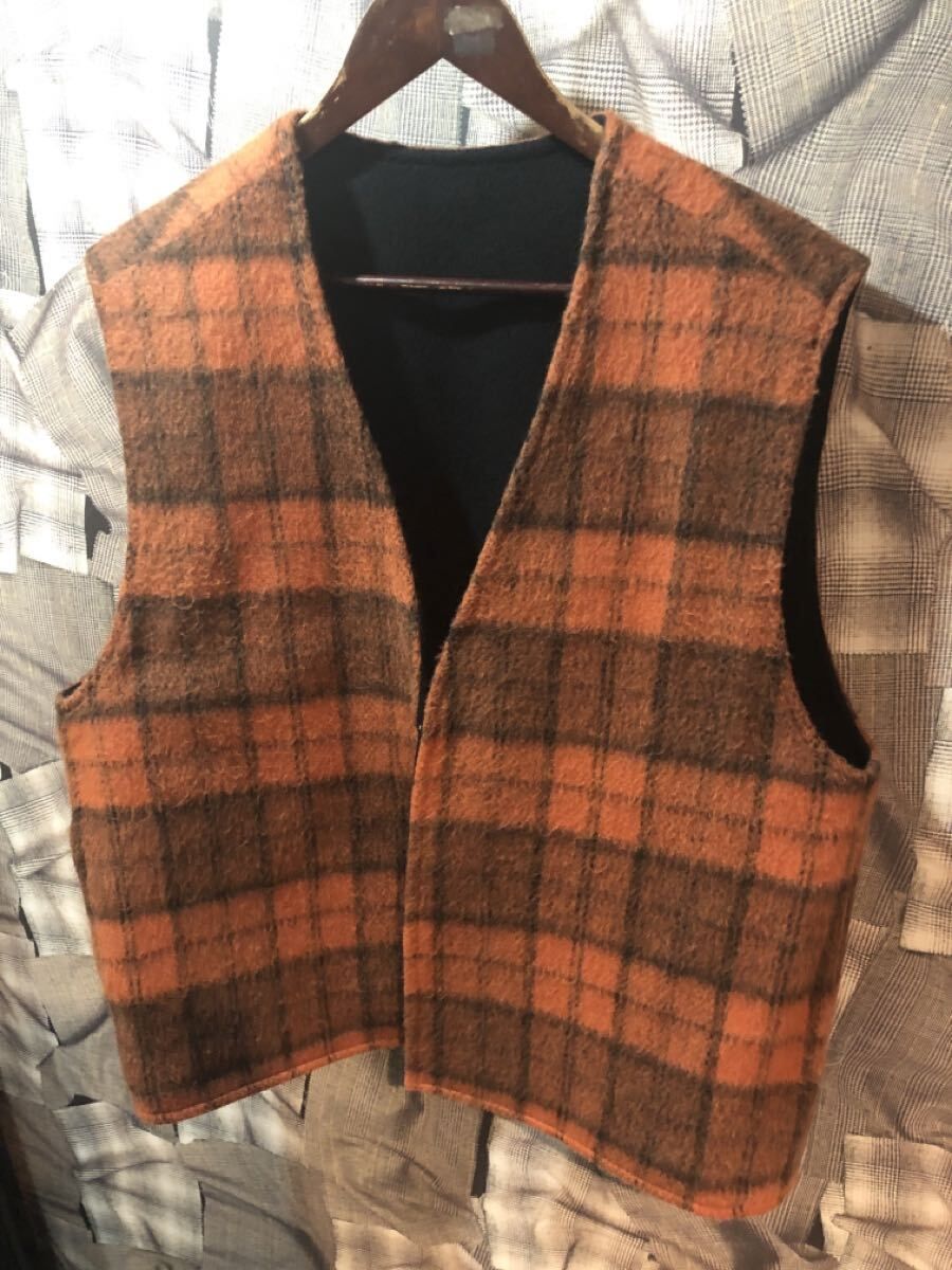 福岡 AMBERGLEAM - Reversible Wool Vest アンバーグリーム リバーシブル ウール ベスト オレンジ FK