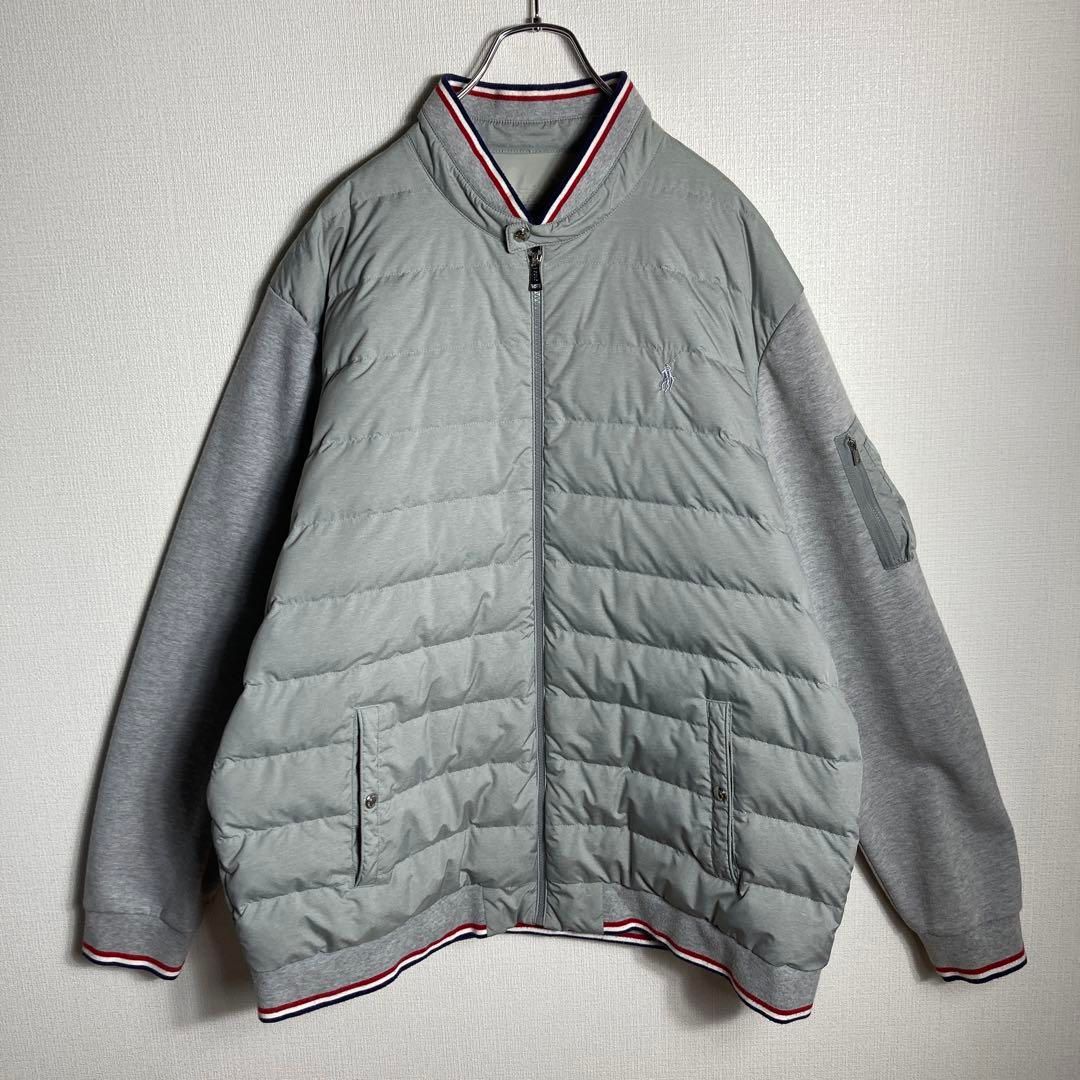 美品】ラルフローレン 切り替え ダウンジャケット 刺繍ロゴ 2XL 希少  