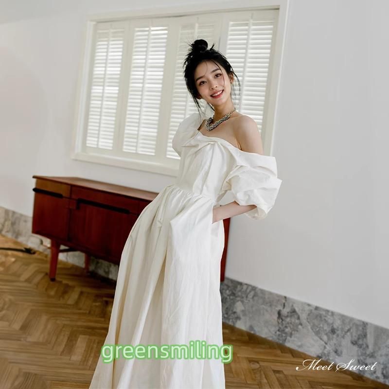 ウェディングドレス ロングドレス ワンショルダー スリット  