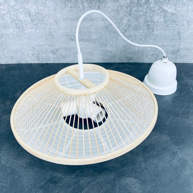 メーカー不明 ラタン 3灯 ペンダントライト 照明器具 和モダン 和風 和紙|513283