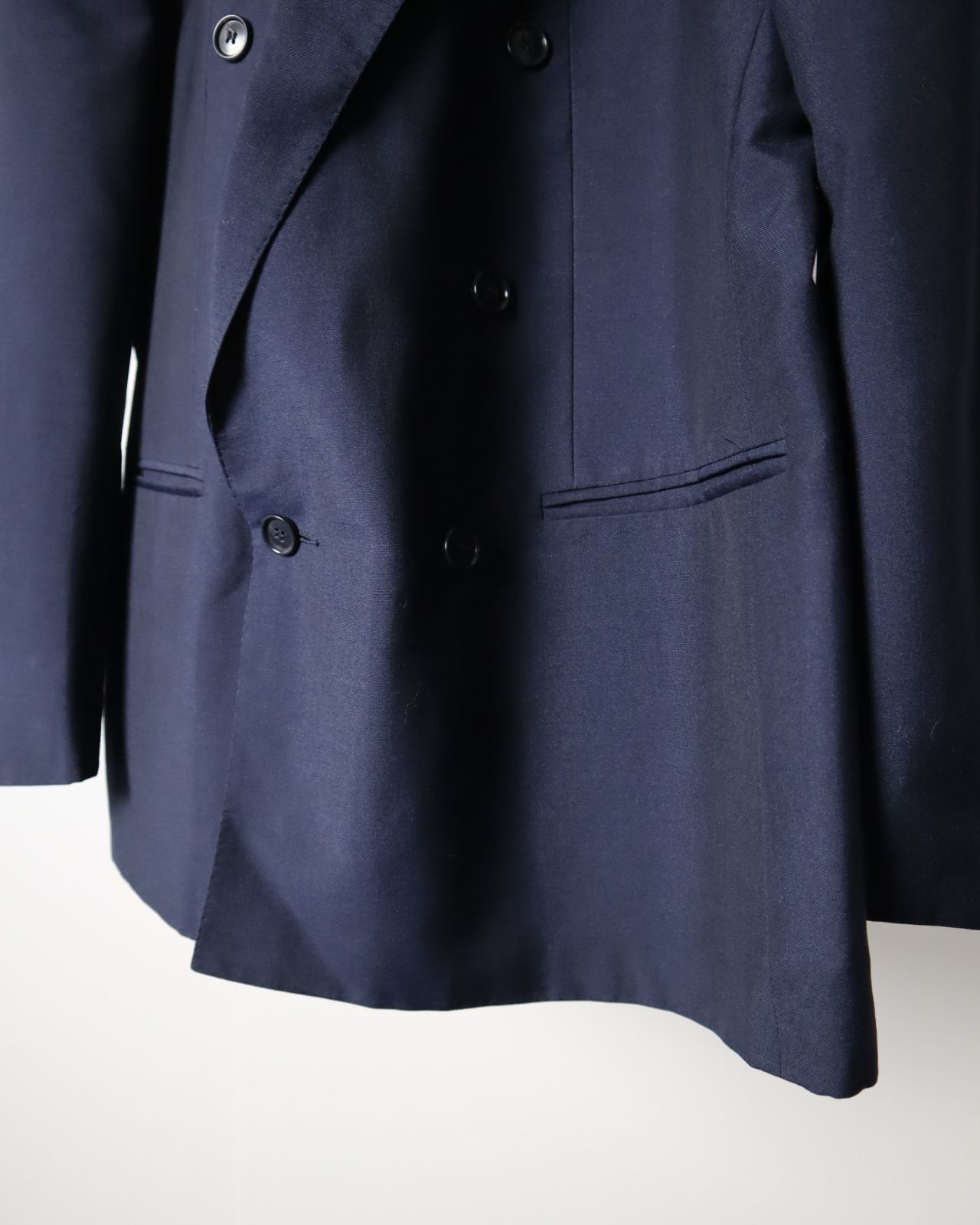 vintage】ウール ダブル テーラードジャケット 濃紺 レトロ 英国製