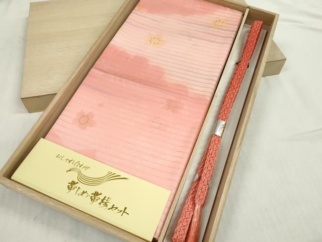 平和屋本店 夏物 和装小物 帯締め 帯揚げセット 絽 流水花地紋 金彩 DZAA10366kh5