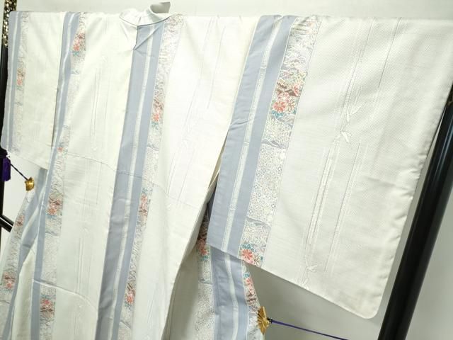 平和屋本店□極上 都喜ヱ門 本場大島紬 白大島 花園を飾子 藤絹織物