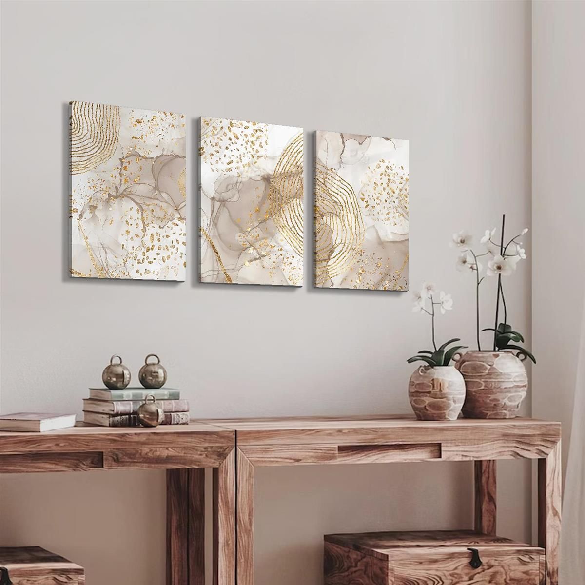 ラインリリーフプリント 木製フレームのモダンデコレーション