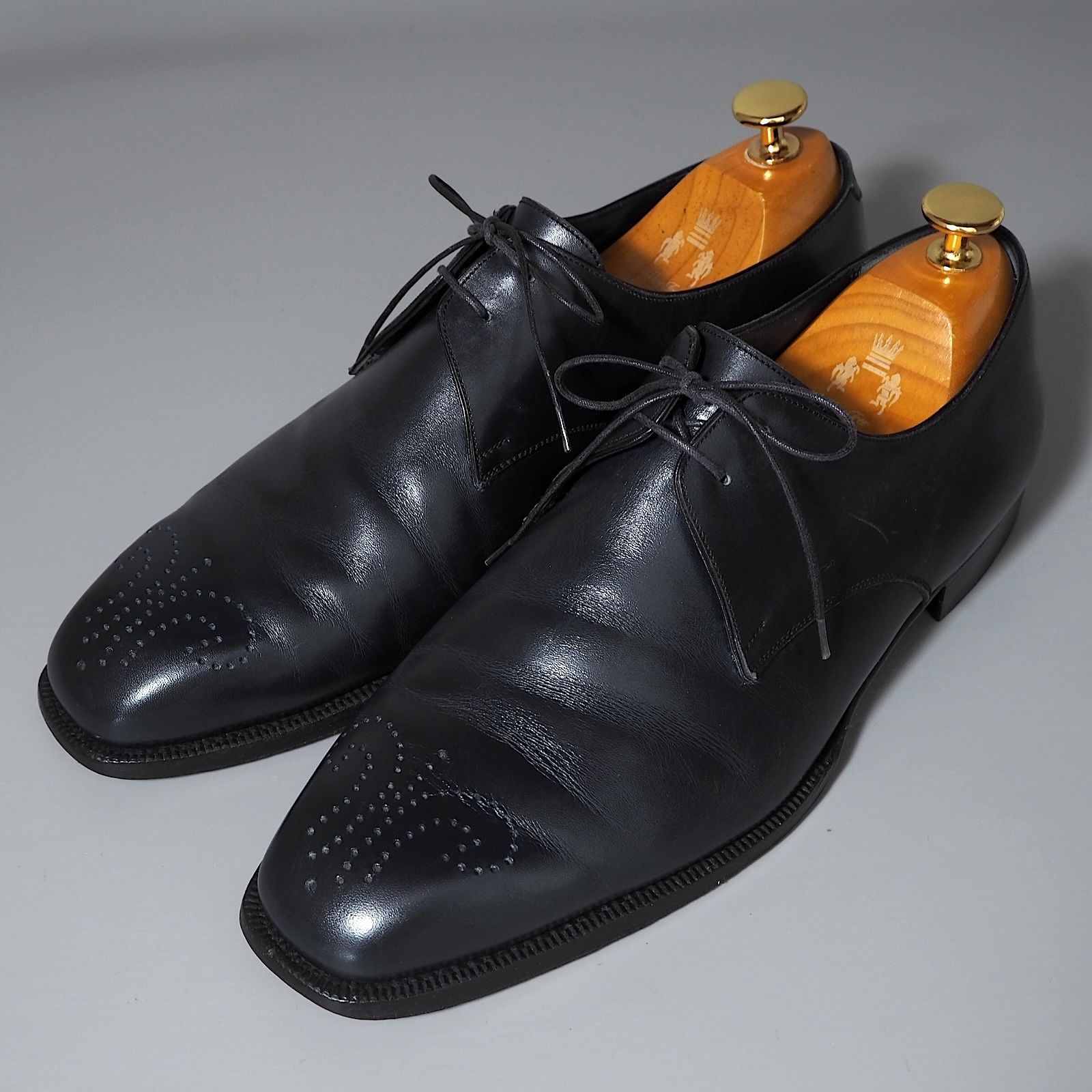 希少 Enzo Bonafe ドレスシューズ ブラック サイズ26.0cm △エンツォボナフェ Enzo Bonafe メダリオン レザー シューズ