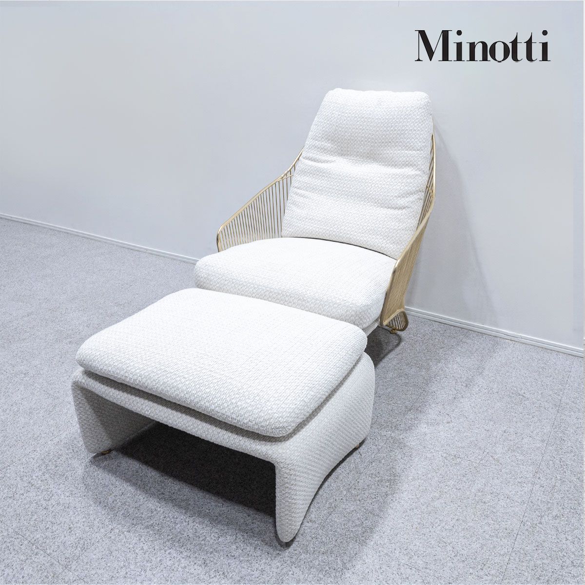 【展示品】Minotti ミノッティ Colette コレット ラウンジチェア オットマン ファブリック ホワイト ロドルフォ・ドルドーニ 定価104万