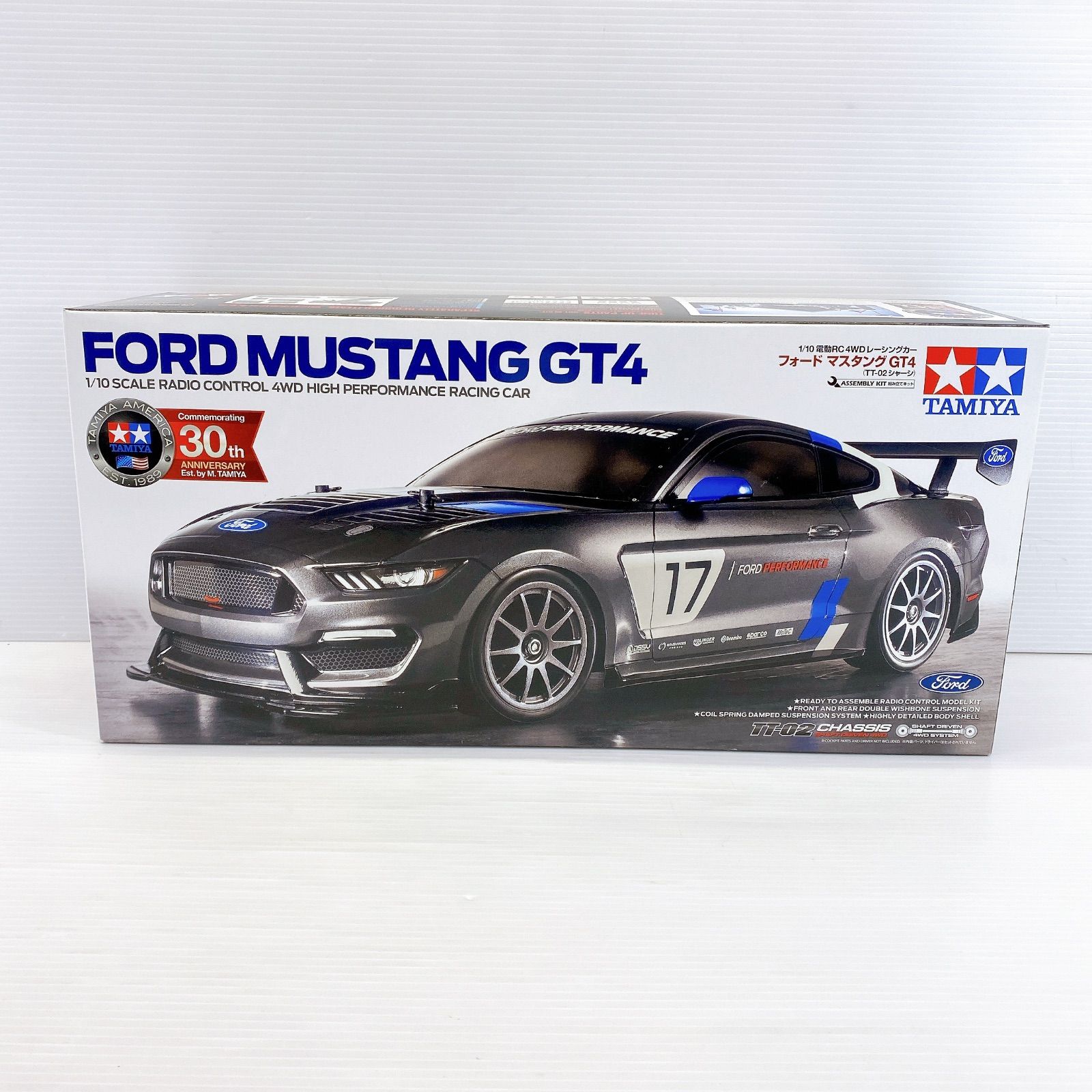 TAMIYA 1|10 電動CR 4WDレーシングカー フォード マスタング GT4 TT-02シャーシ 未組立保管品