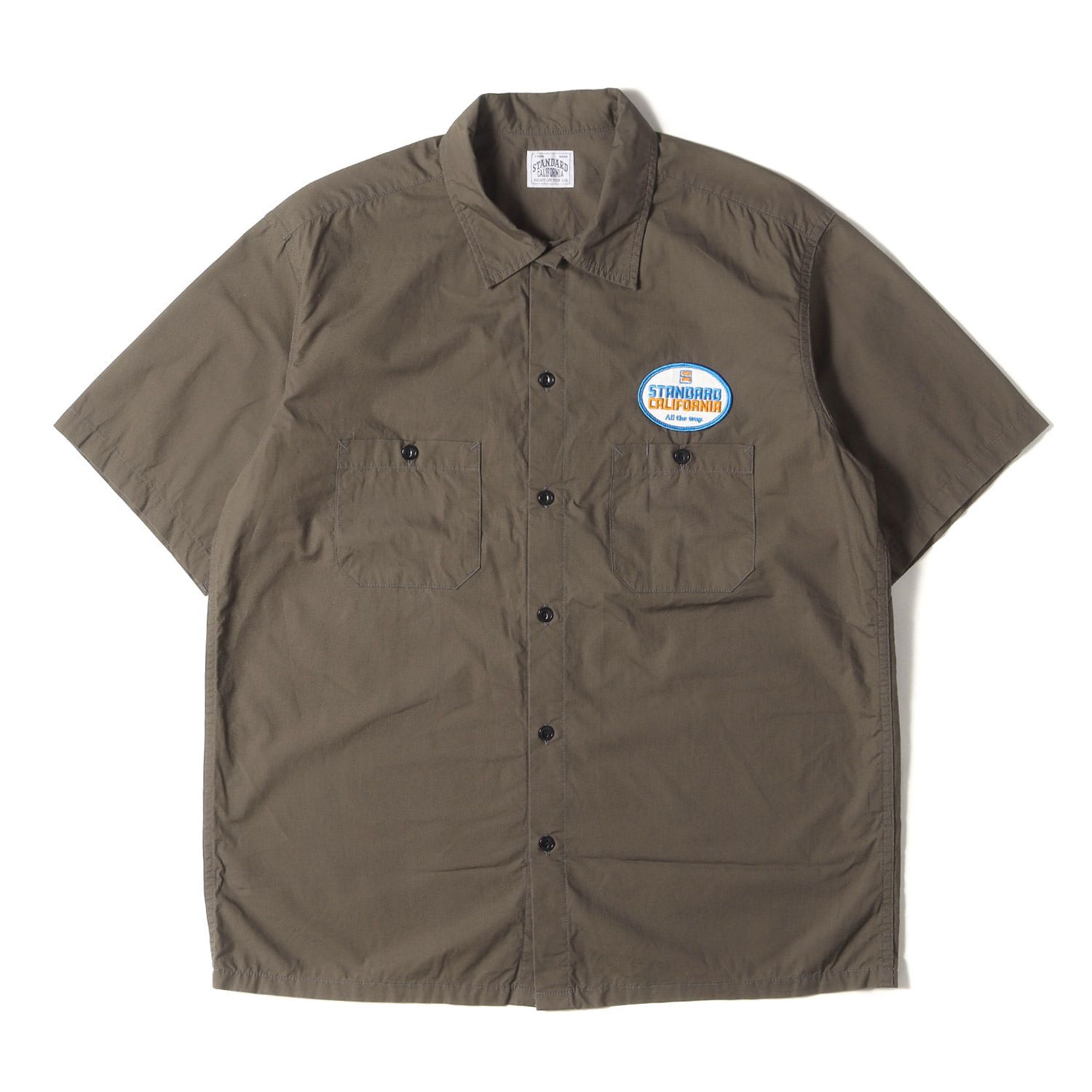 STANDARD CALIFORNIA スタンダードカリフォルニア シャツ サイズ L | 22SS オーバル ロゴ パッチ 半袖 ワーク シャツ SD Oval Logo Patch Work Shirt Short Sleeve | ブラウン