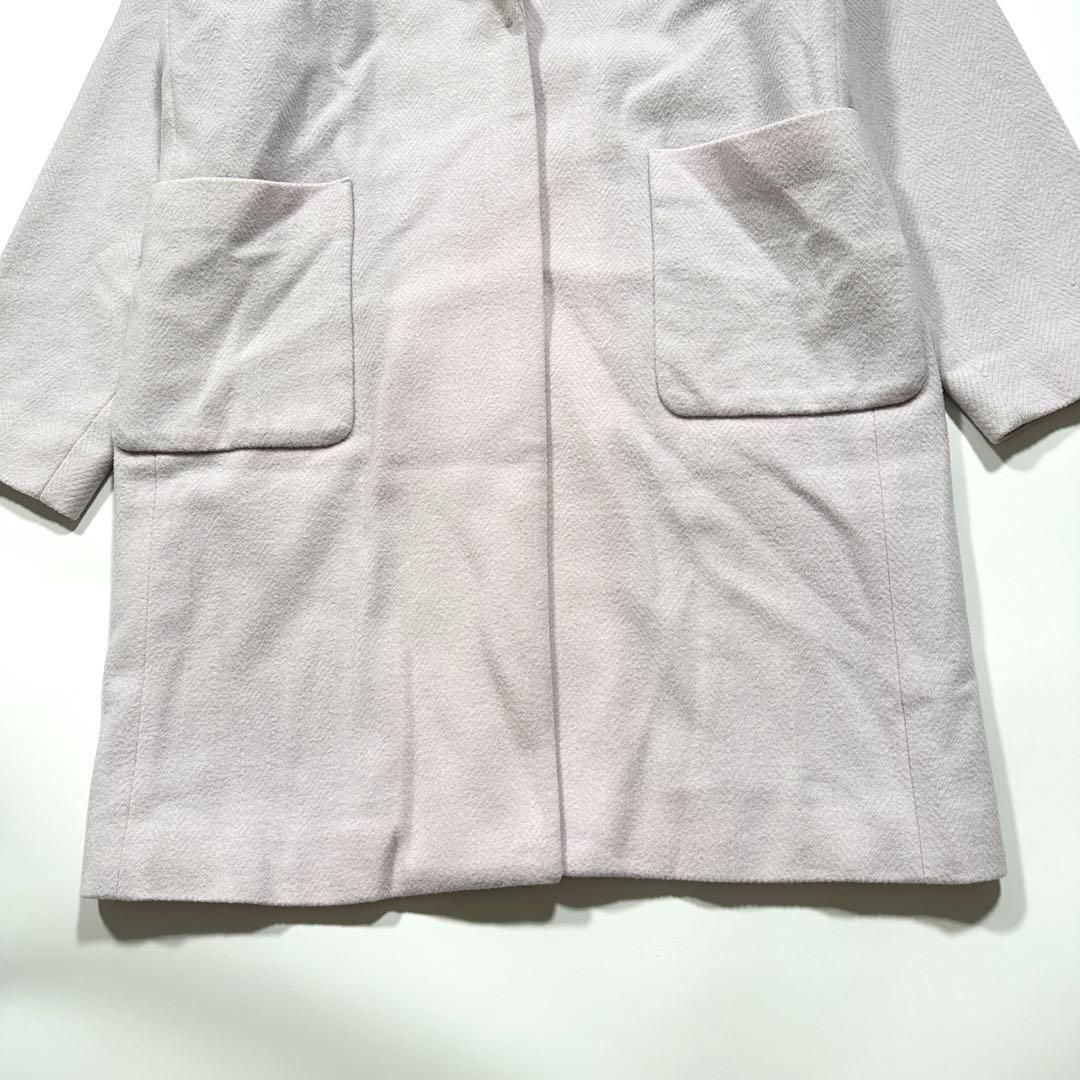 Stola. ストラ カシミヤ ロングコート ヘリンボーン ピンク 38