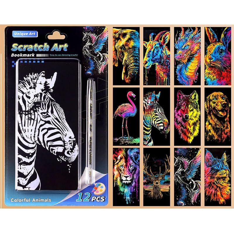 siawadeky スクラッチアート 4組 合計48枚 かわいい 動物 恐竜