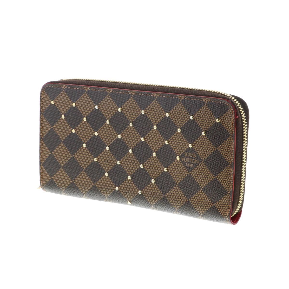 中古】 LOUIS VUITTON （ルイヴィトン） ｼﾞｯﾋﾟｰ・ｳｫﾚｯﾄ ｽﾀｯｽﾞﾌﾗﾜｰ 財布 長財布(小銭入有) ダミエ ブラウン  Damie/EBENE. N60473 used:B - メルカリ