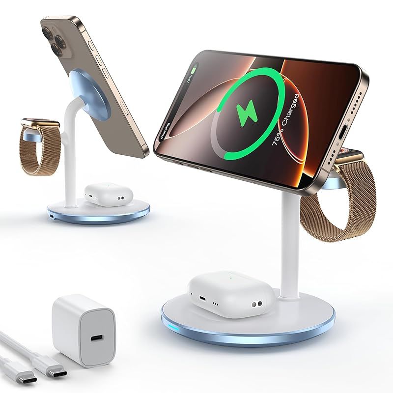 3in1 ワイヤレス充電器 マグネット式 マグセーフ充電器 スタンド