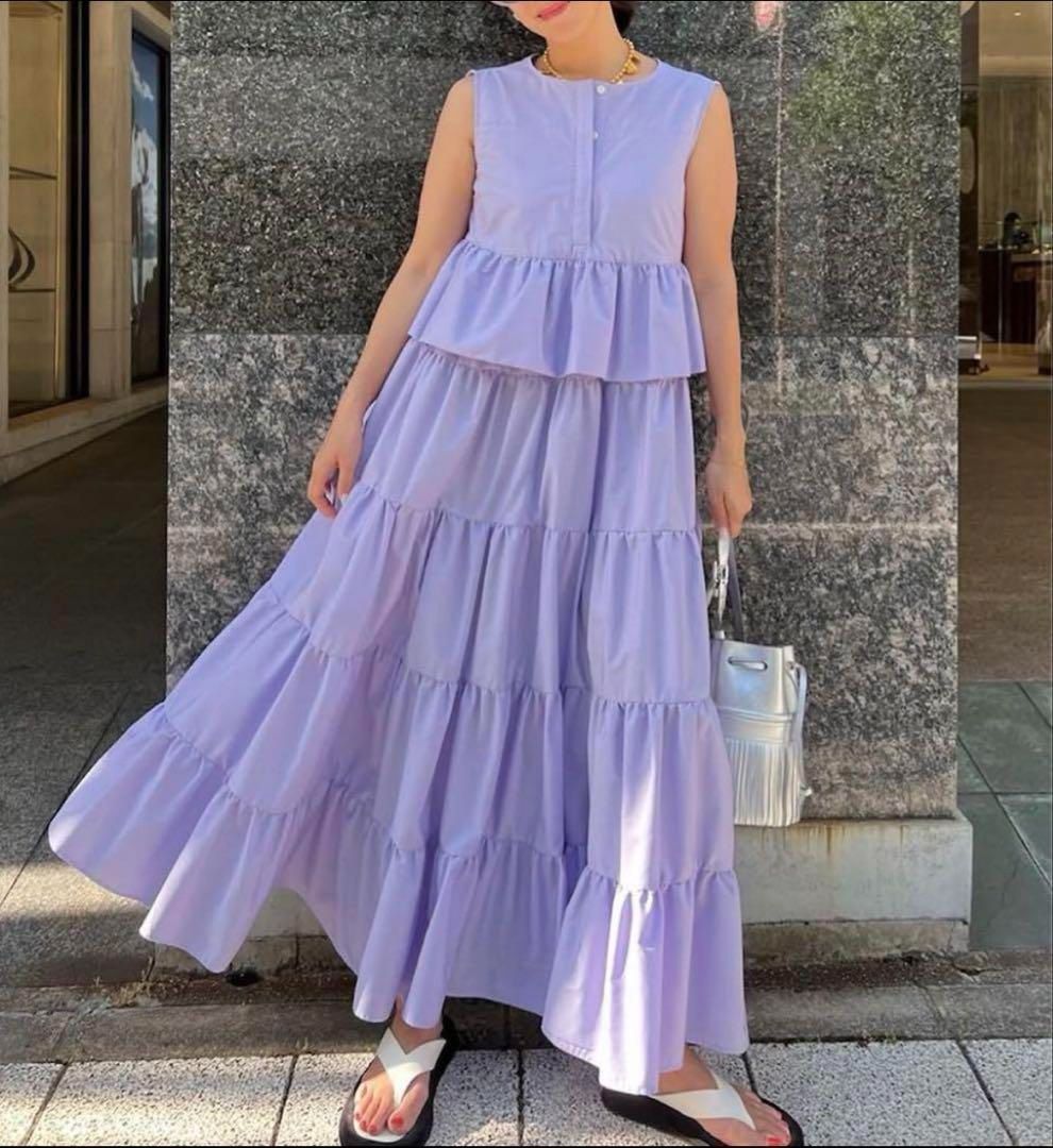 rosy monster ロージーモンスター ティアード ペプラム ワンピース ラベンダー S