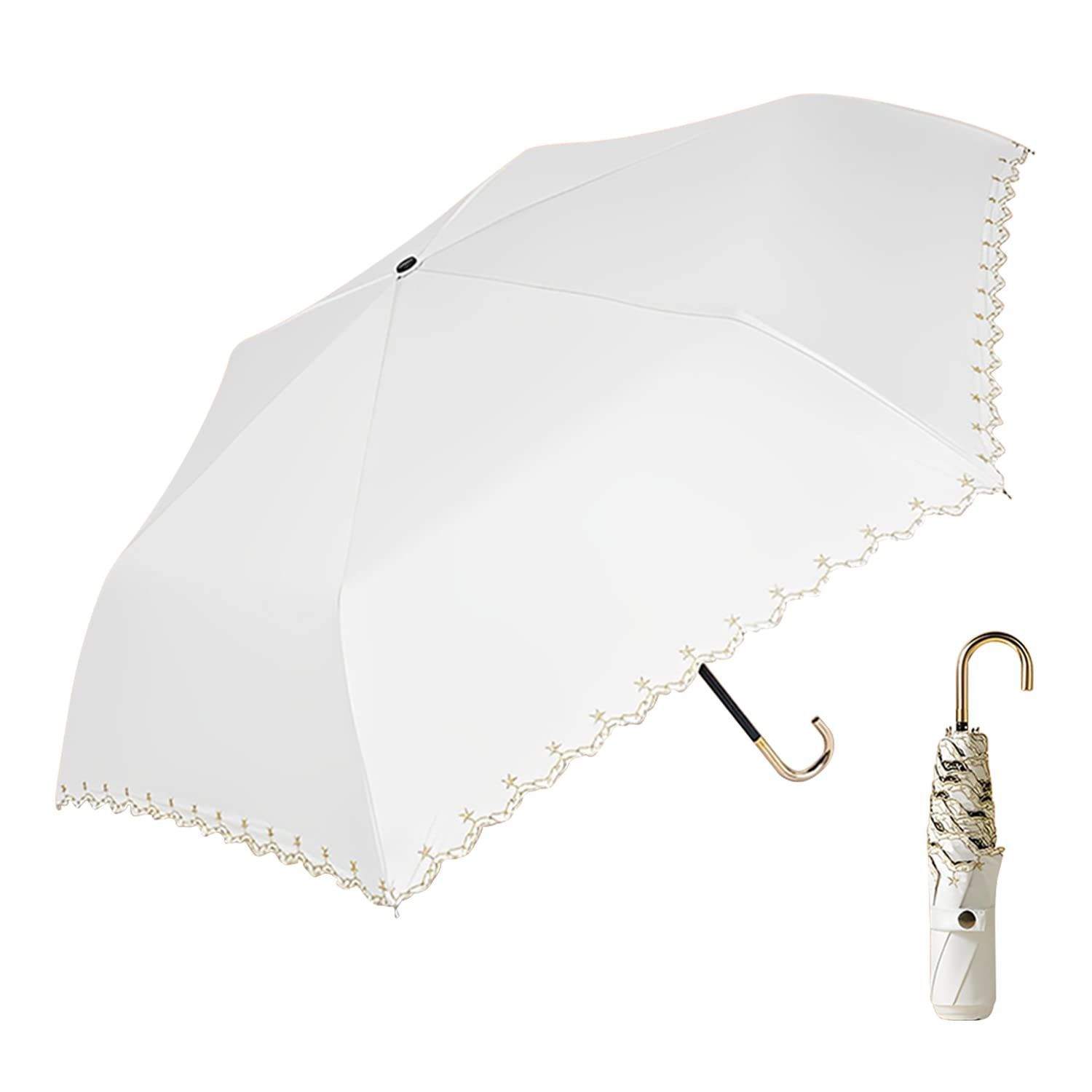【色: 02ドット-ホワイト】日傘 折りたたみ傘 超軽量 174g194g UV