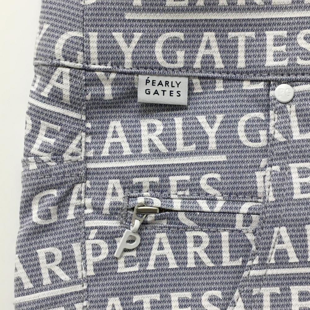 新品】パーリーゲイツ パンツ ブルー系×白 ロゴ総柄 刺しゅう