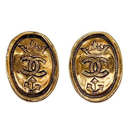 CHANEL シャネル イヤリング クラウン ゴールドメッキ ゴールド