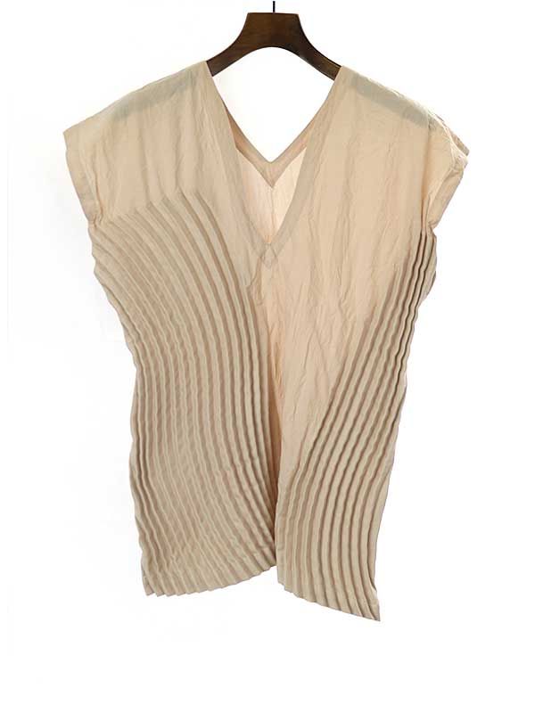 イッセイミヤケノースリーブ トップス ISSEY MIYAKE イッセイミヤケ 22SS RIPPLE ノースリーブ プリーツ